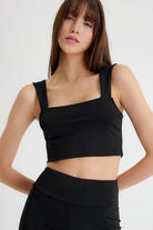 Larisa Kalın Askılı Crop Top | Siyah