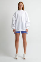 Beyaz Do What You Love Nakışlı Oversize Sweatshirt