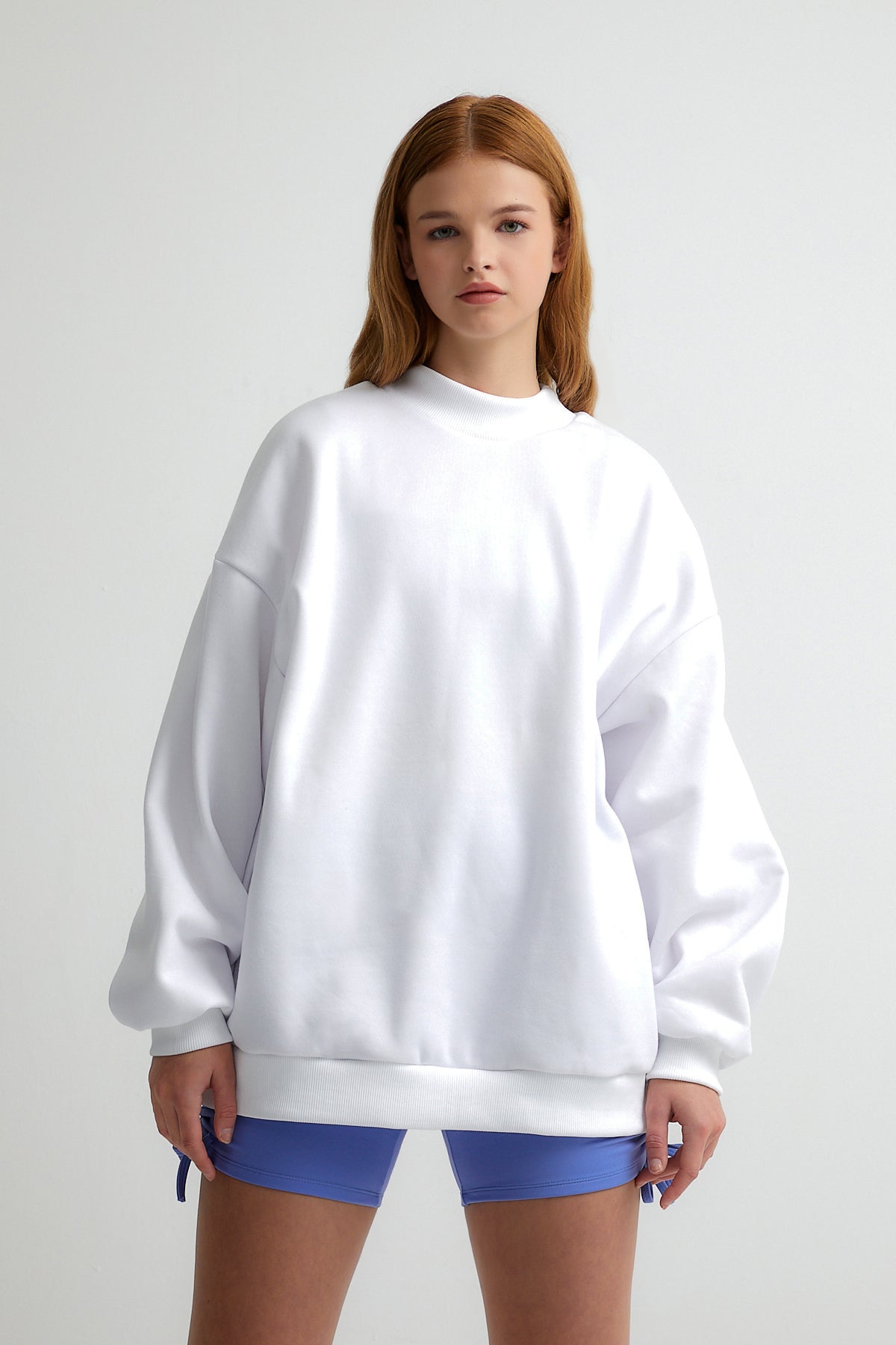 Beyaz Do What You Love Nakışlı Oversize Sweatshirt