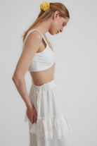 Ribbon Beyaz Crop Top