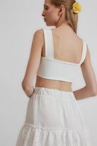 Ribbon Beyaz Crop Top