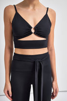 Riva Toka Detaylı Crop Top | Siyah