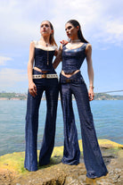 Elara İspanyol Paça Lacivert Pantolon - 6