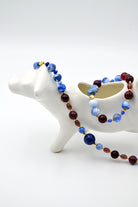 Kahverengi & Mavi Akik Mix Kolye & Bileklik Seti - 2