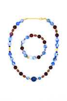 Kahverengi & Mavi Akik Mix Kolye & Bileklik Seti - 3