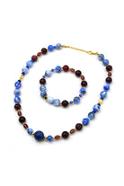 Kahverengi & Mavi Akik Mix Kolye & Bileklik Seti - 5