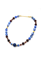 Kahverengi & Mavi Akik Mix Kolye & Bileklik Seti - 6