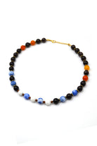 Mavi – Kahverengi – Turuncu Akik Taşlı Kolye & Bileklik Seti - 2