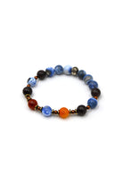 Mavi – Kahverengi – Turuncu Akik Taşlı Kolye & Bileklik Seti - 3