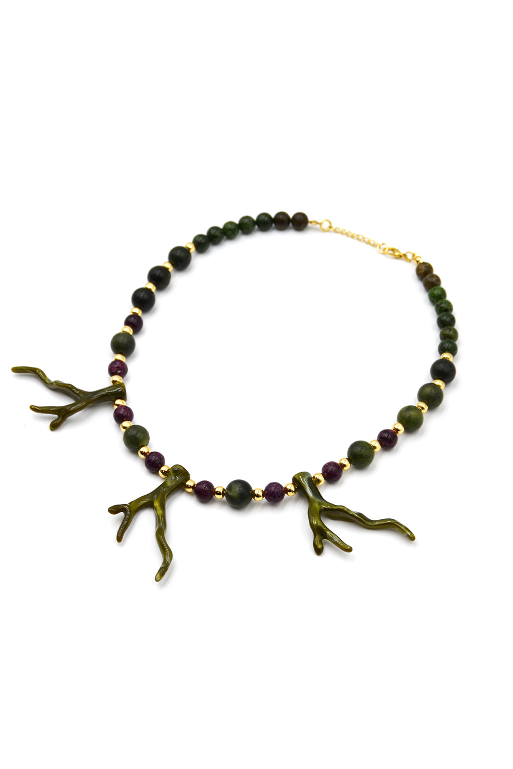 Mercan Detaylı Kanada Yeşimi Kolye - 2