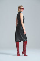 L'atelier Accract-Louise Si̇yah Deri̇ Midi Etek-Etek-3-Milagron.com