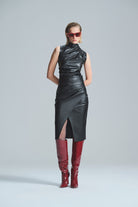 L'atelier Accract-Louise Si̇yah Deri̇ Midi Etek-Etek-4-Milagron.com