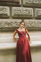 Luna Bordo Midi Elbise - 0