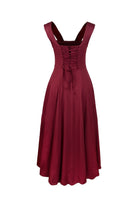 Luna Bordo Midi Elbise - 3