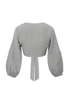 Le-Monade Dreams-Antrasit Siyah Çizgili Bağlamalı Bluz-Top-2-Milagron.com