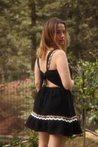 Le-Monade Dreams-Çift Su Taşı Detaylı Siyah Mini Elbise-Elbise-2-Milagron.com