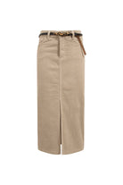 Le-Monade Dreams-Kadife Bej Midi Etek-Etek-1-Milagron.com