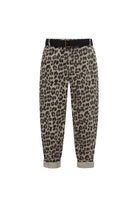 Le-Monade Dreams-Kadife Haki Leopar Desenli Kemerli Pantolon-Pantolon-1-Milagron.com