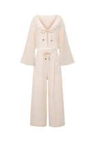 Le-Monade Dreams-Keten Dokulu Ekru Salaş Pantolon-Pantolon-3-Milagron.com