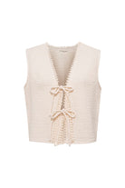 Le-Monade Dreams-Keten Dokulu Kenar Detaylı Ekru Yelek-Yelek-1-Milagron.com