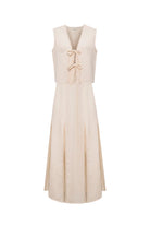 Le-Monade Dreams-Keten Dokulu Kenar Detaylı Ekru Yelek-Yelek-4-Milagron.com