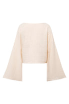 Le-Monade Dreams-Keten Dokulu Önden Bağlamalı Ekru Bluz-Bluz-2-Milagron.com