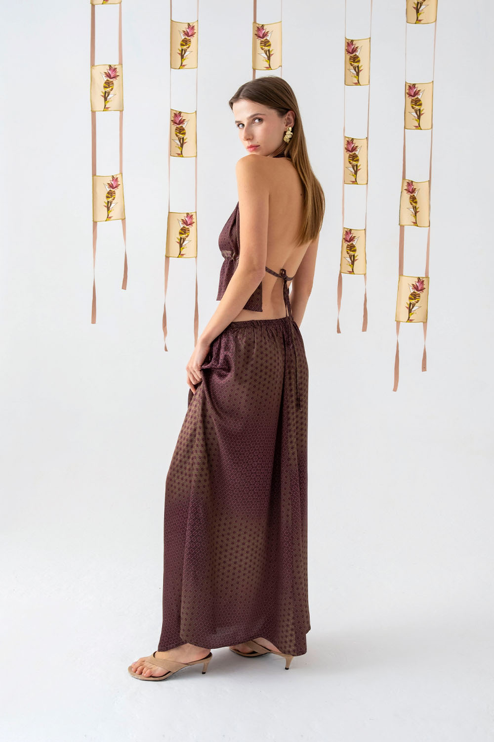 Lizbon Saten Büzgülü Uzun Etek - 1