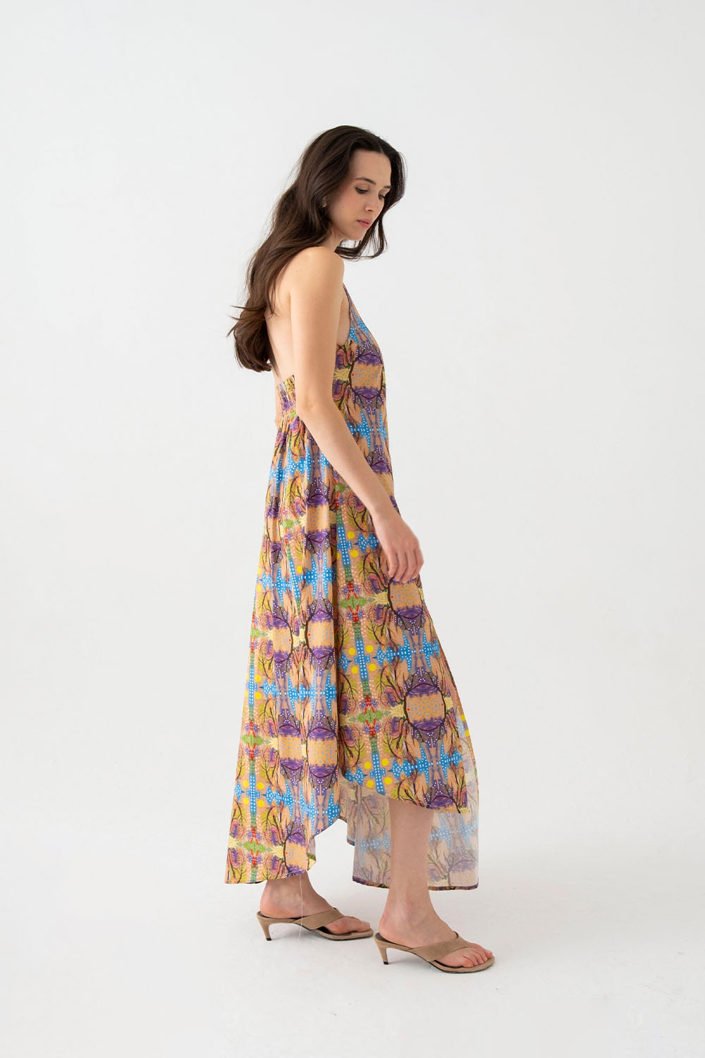 Margarita Halter Yaka Asimetrik Uzun Elbise - 1