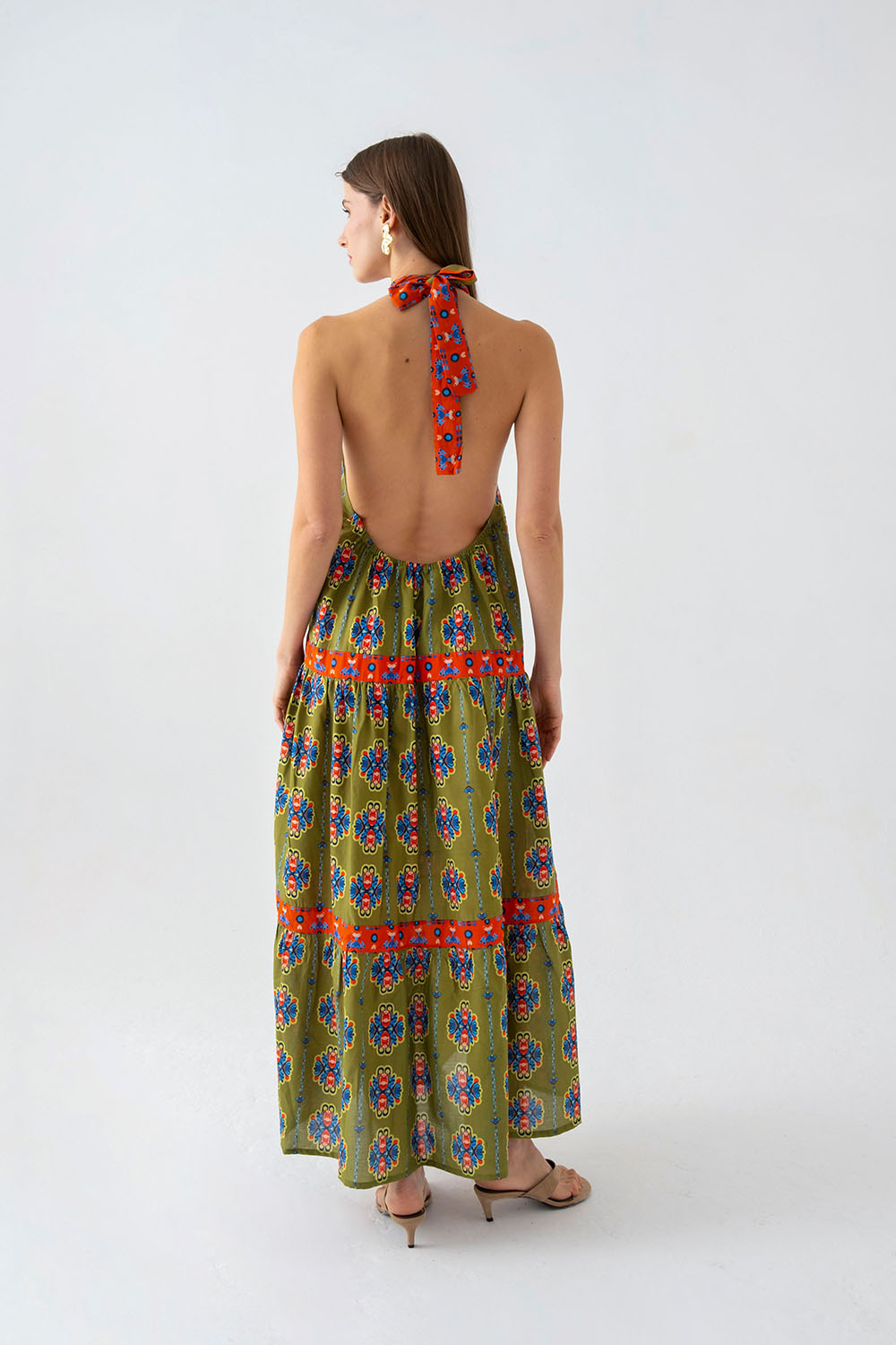 Mumbai Sırt Dekolteli Katlı Elbise - 2