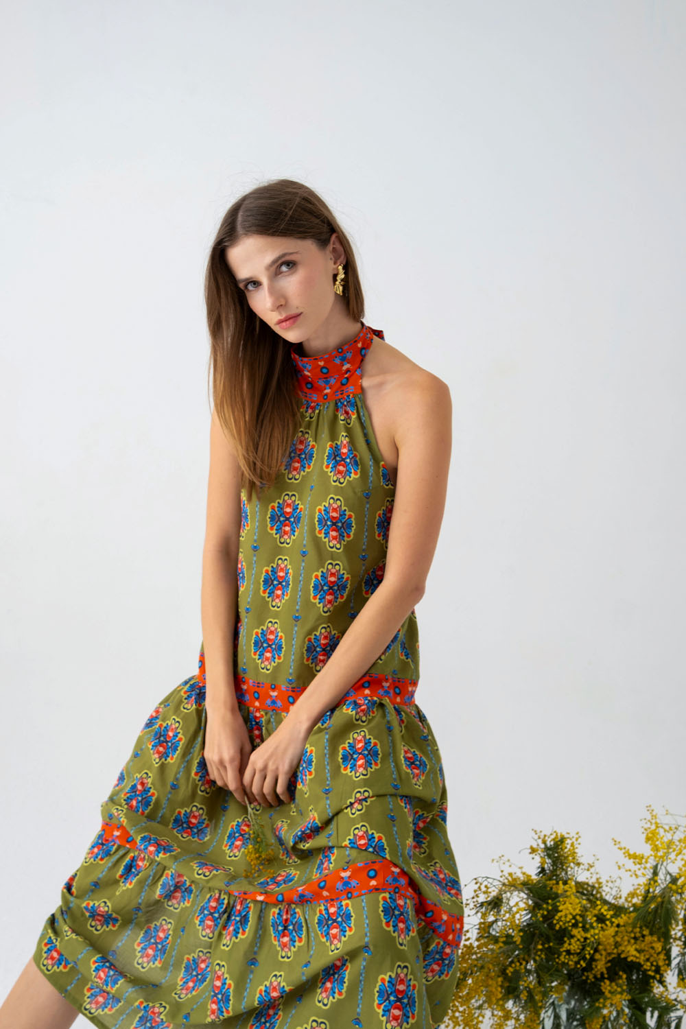 Mumbai Sırt Dekolteli Katlı Elbise - 4