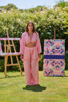 Le-Monade Dreams-Pembe Çizgili Cep Detaylı Pantolon-Pantolon-4-Milagron.com