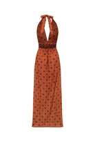 Le-Monade Dreams-SORUNLU - Boyfriend Desenli Boyundan Bağlamalı Uzun Elbise-Elbise-2-Milagron.com