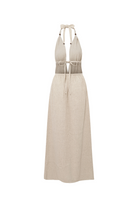 Le-Monade Dreams-SORUNLU - Boyundan Bağlamali Uzun Keten Elbise-Elbise-2-Milagron.com