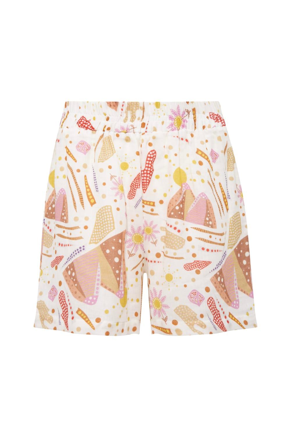 Le-Monade Dreams-SORUNLU - Ekru Pembe Desenli Şort-Şort-1-Milagron.com
