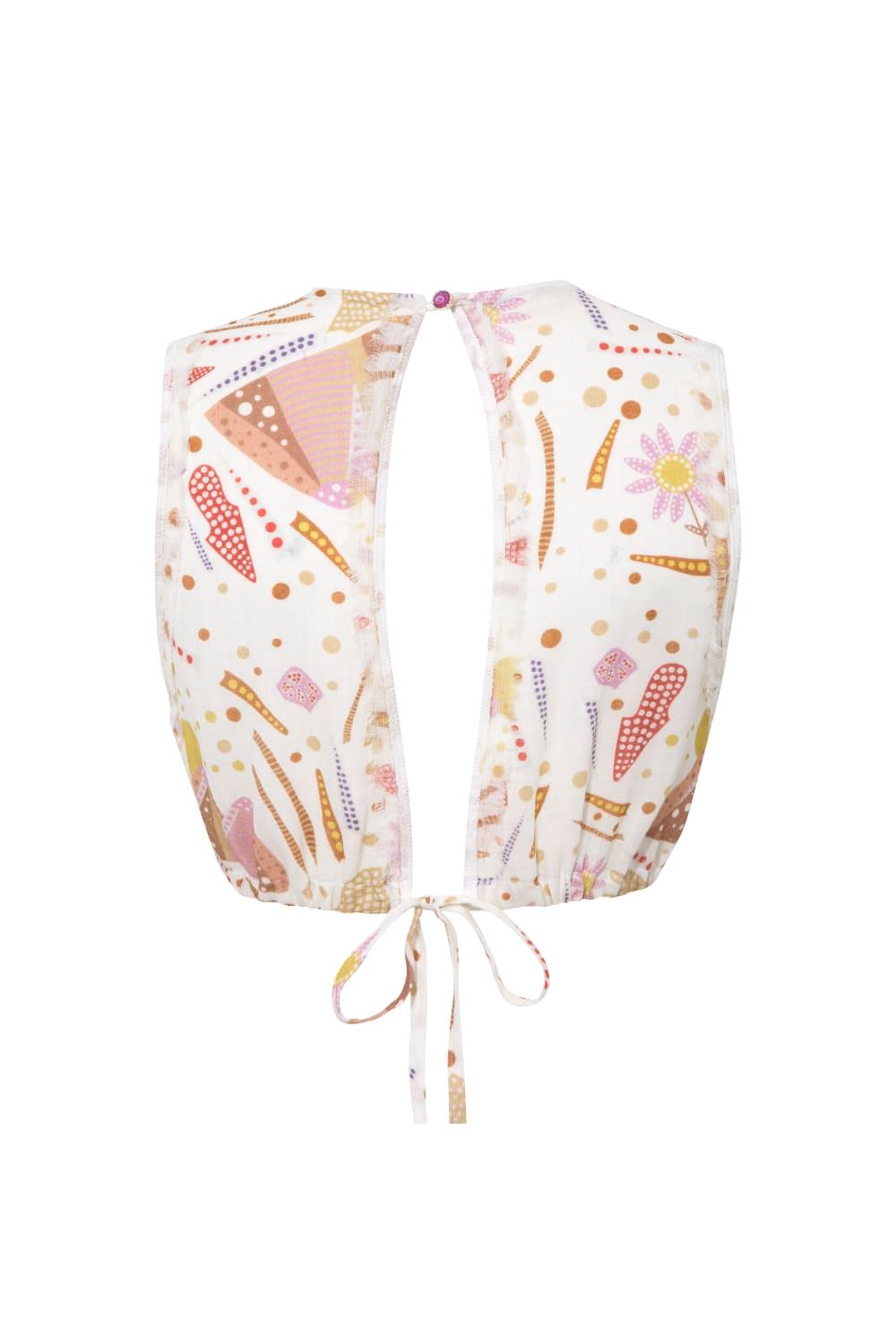 Le-Monade Dreams-SORUNLU - Ekru Pembe Sırt Detaylı Desenli Bluz-Bluz-2-Milagron.com