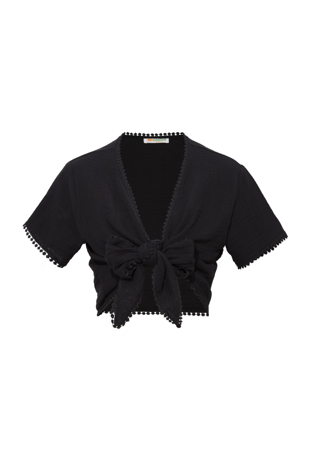 Le-Monade Dreams-SORUNLU - Kenar Detaylı Önden Bağlamalı Bluz-Top-1-Milagron.com