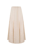 Le-Monade Dreams-SORUNLU - Keten Dokulu Kenar Detaylı Yırtmaçlı Ekru Etek-Etek-2-Milagron.com