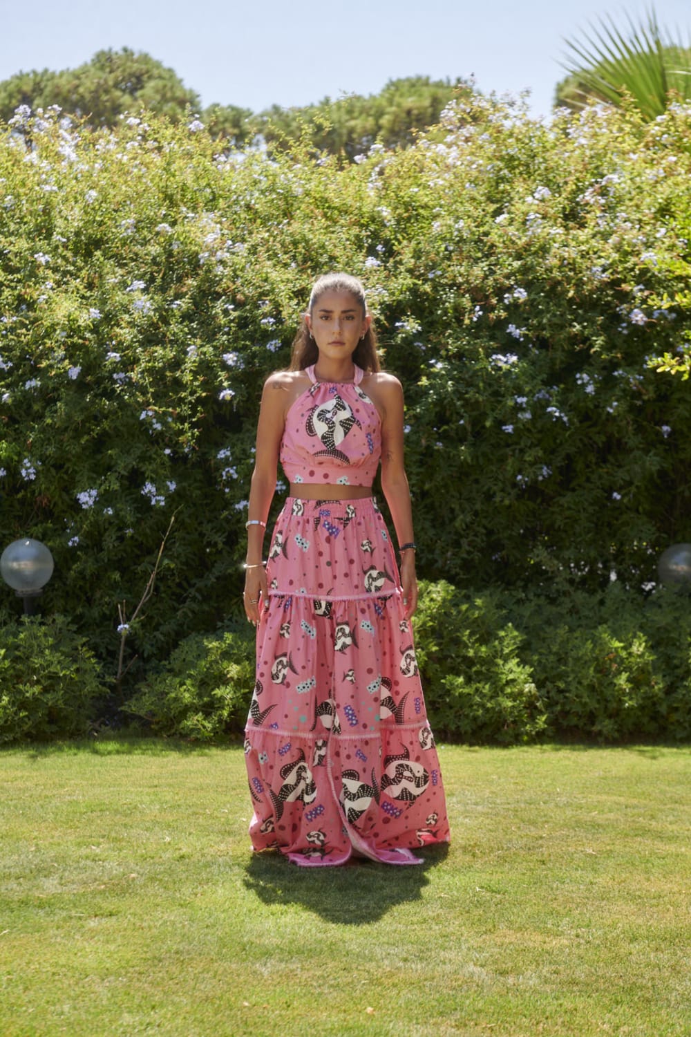 Le-Monade Dreams-SORUNLU - Pembe Balık Desenli Halter Yaka Sırt Detaylı Top-Top-3-Milagron.com