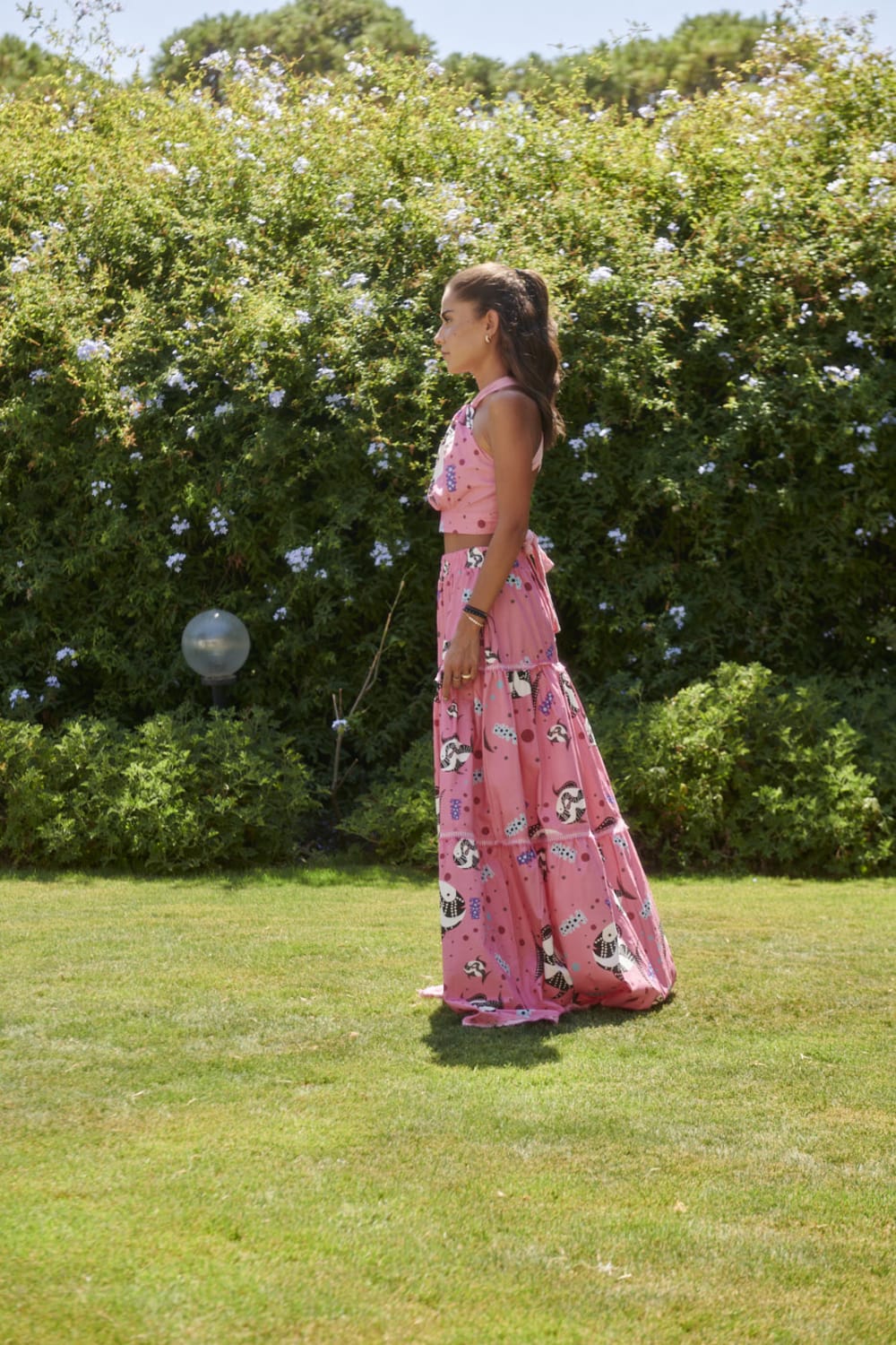 Le-Monade Dreams-SORUNLU - Pembe Balık Desenli Halter Yaka Sırt Detaylı Top-Top-5-Milagron.com