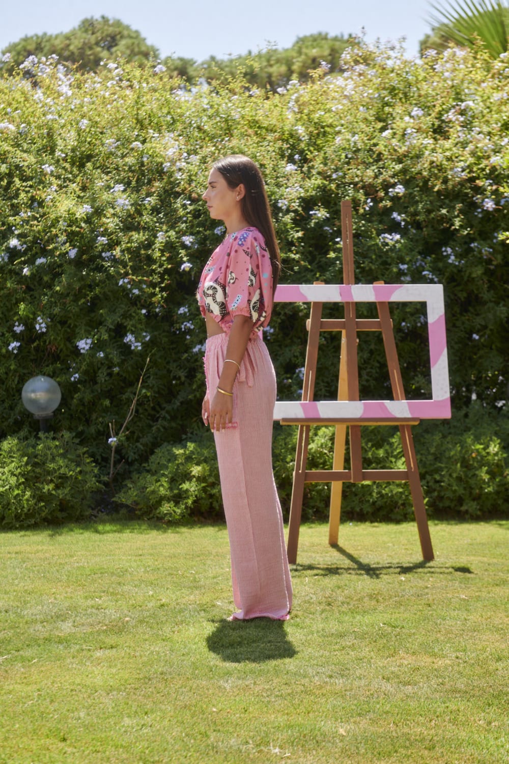 Le-Monade Dreams-SORUNLU - Pembe Balık Desenli Yandan Bağlamalı Kısa Bluz-Bluz-5-Milagron.com