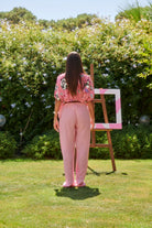 Le-Monade Dreams-SORUNLU - Pembe Balık Desenli Yandan Bağlamalı Kısa Bluz-Bluz-6-Milagron.com