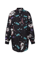 Le-Monade Dreams-SORUNLU - Siyah Balık Desenli Uzun Kol Gömlek-Gömlek-1-Milagron.com
