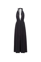 Le-Monade Dreams-SORUNLU - Siyah Müslin Boyundan Bağlamalı Uzun Elbise-Elbise-1-Milagron.com