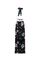 Le-Monade Dreams-Siyah Balık Desenli Boyundan Bağlamalı Uzun Elbise-Elbise-2-Milagron.com