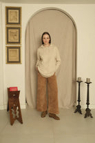 Le-Monade Dreams-Şönil Karamel Kemer Detaylı Pantolon-Pantolon-3-Milagron.com