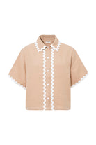 Le-Monade Dreams-Su Taşı Detaylı Bej Kısa Kol Gömlek-Gömlek-1-Milagron.com