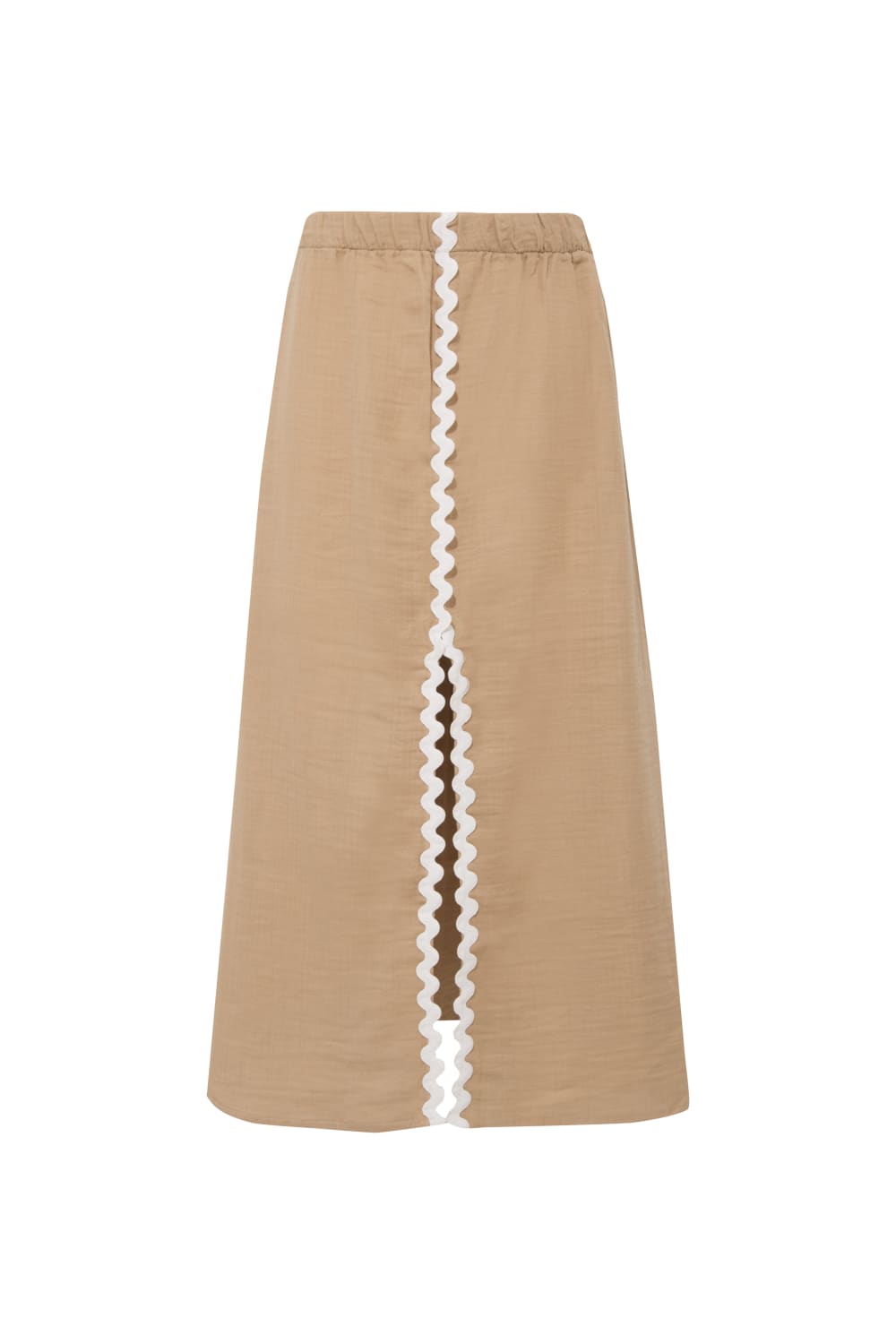 Le-Monade Dreams-Su Taşı Detaylı Bej Önden Yırtmaçlı Etek-Etek-1-Milagron.com