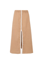 Le-Monade Dreams-Su Taşı Detaylı Bej Önden Yırtmaçlı Etek-Etek-1-Milagron.com