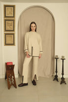 Le-Monade Dreams-Triko Ekru Siyah Sıçandiş Nakışlı Oversize Tunik-Kazak & Triko-3-Milagron.com