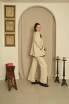 Le-Monade Dreams-Triko Ekru Siyah Sıçandiş Nakışlı Oversize Tunik-Kazak & Triko-4-Milagron.com